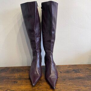 Stop and Go Purple Leather Calf High Heeled Boots